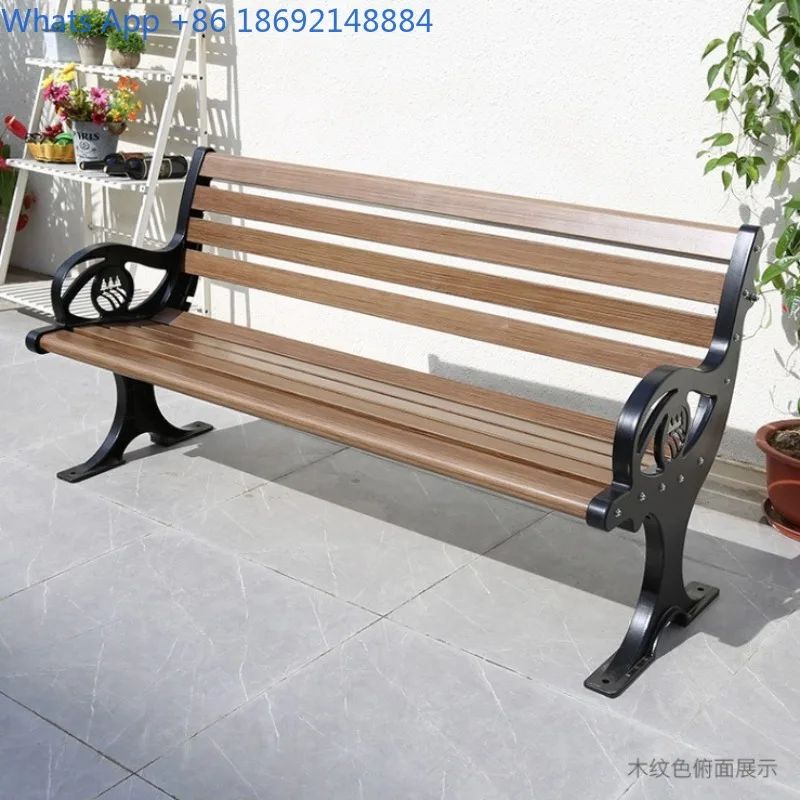 Silla de parque, banco para exteriores, taburete de descanso de aluminio fundido, asiento de respaldo largo para ocio para tres personas, espacio abierto al aire libre