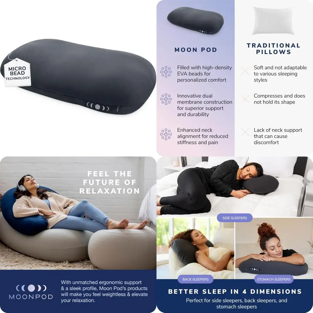 

Эргономичная 4D-подушка для сна на спине, живота и бокам — Подушка Moon Pod для облегчения боли в шее и плечах из космического ясеня