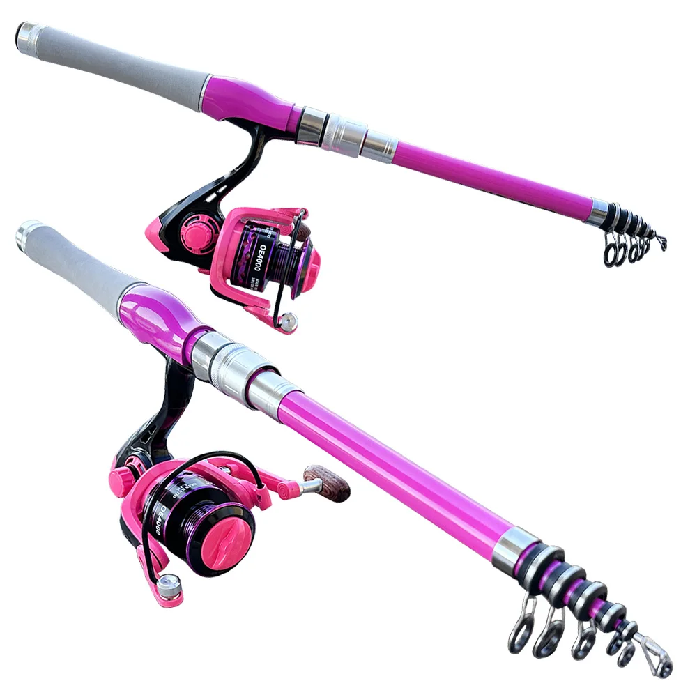 5/6/7sections Telescopic Spinning Lure Fishing Rod and Baitcasting Reel 2000-4000 Set for Bass Trout Fishing Tackle Max Drag 8KG