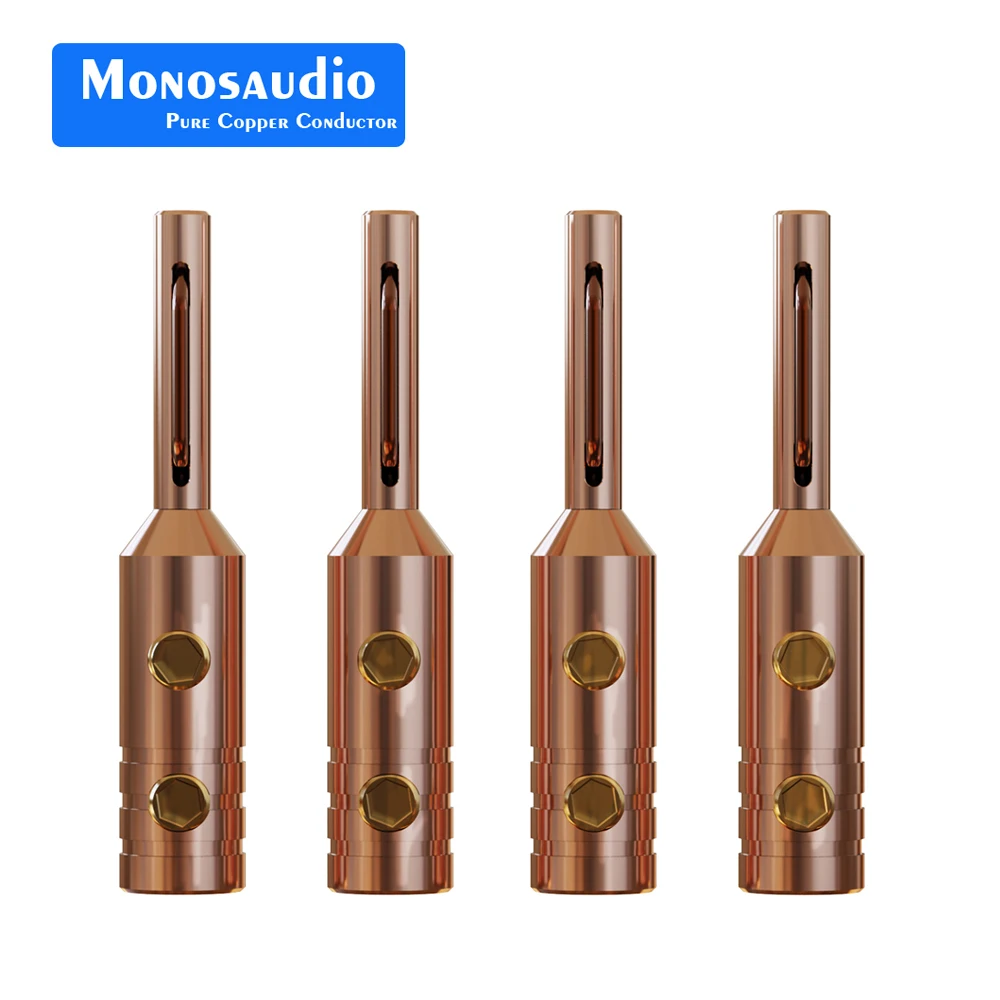 

Monosaudio B80 B80R B80G Red Pure Copper Gold/Rhodium Plated Banana Plug Connector 99.998% Audio Speaker Cable Terminal Jack