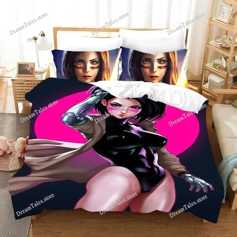 

3D Print Movie ALITA Pattern Bedding Set Boys Girls Twin Queen King Size Duvet Cover Pillowcase Bed Boys Adult Home Textile741