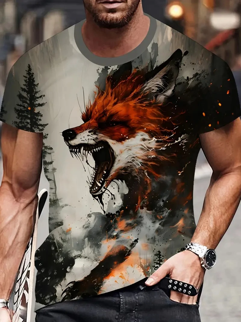 

Fashion Fox 3D Printed T-shirt For Men And Women New Summer Casual Short-sleeved Round Neck Elegant Animal Kids Tee Shirt Top