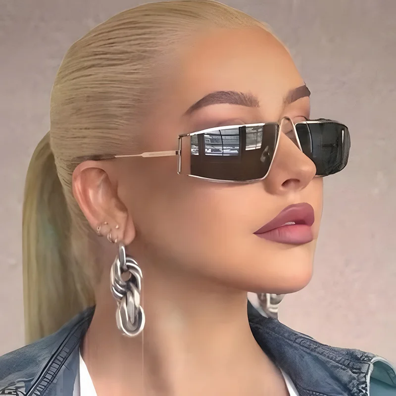 

New Sunglasses Women Metal Sunglasses Retro Spring Punk Y2k Style Outdoor Sports Rectangular Decorative Glasses Men Uv400