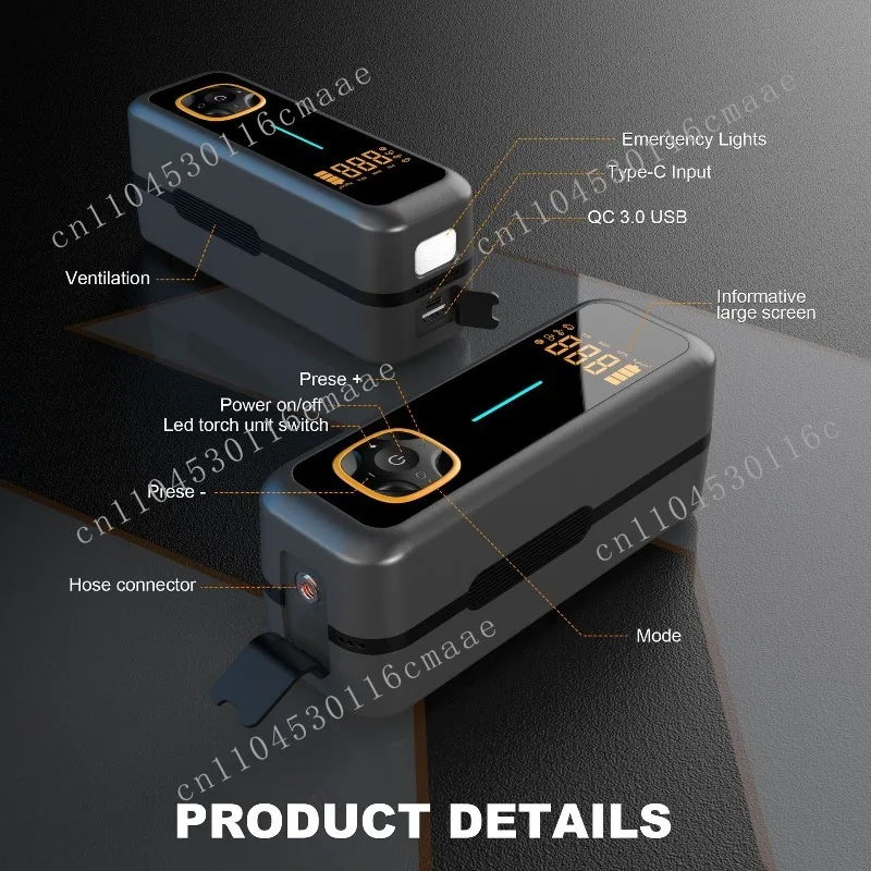 Portable Car Air Pump, Intelligent Digital Display, Bicycle and Electric Vehicle Universal 12V