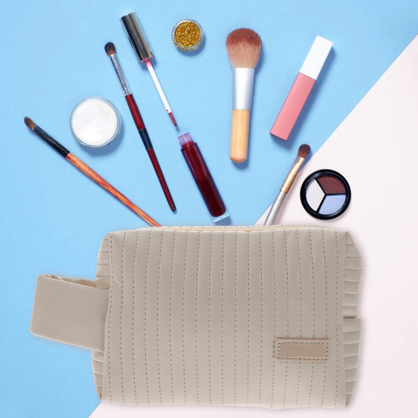 

Large Capacity For Travel Makeup Storage Organizer Zipper Handle Portable Toiletries Pouch Women Large Capacity Travel