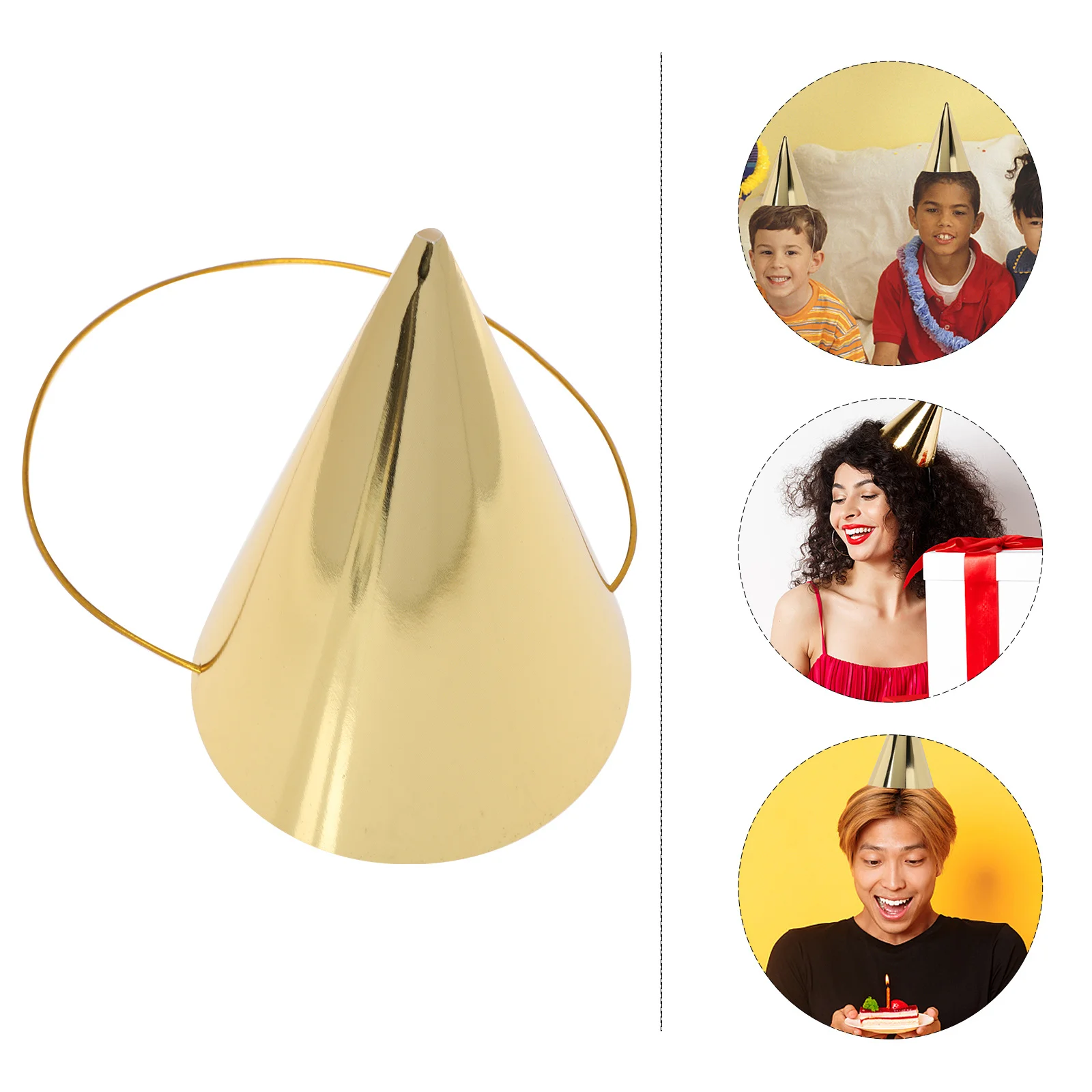 

8pcs Hats Gold Theme Party Supplies Fun Celebration Decorations For Kids Adults Birthday Cone Hats Party Favor Children Birthday