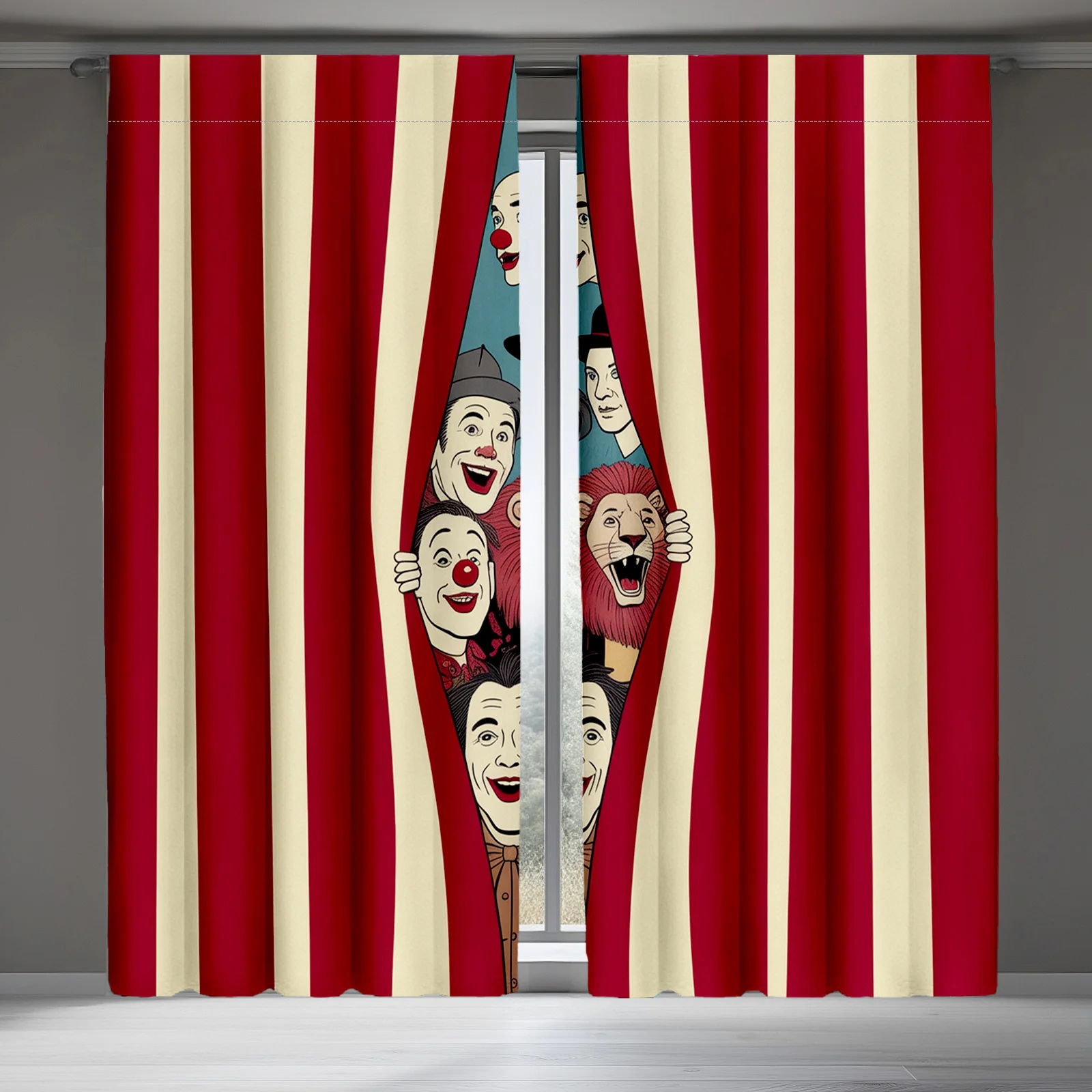 Circus performer patterns Print Drapes Room Darkening Window Curtains for Home Decor,Rod Pocket Blackout Curtains Bedroom