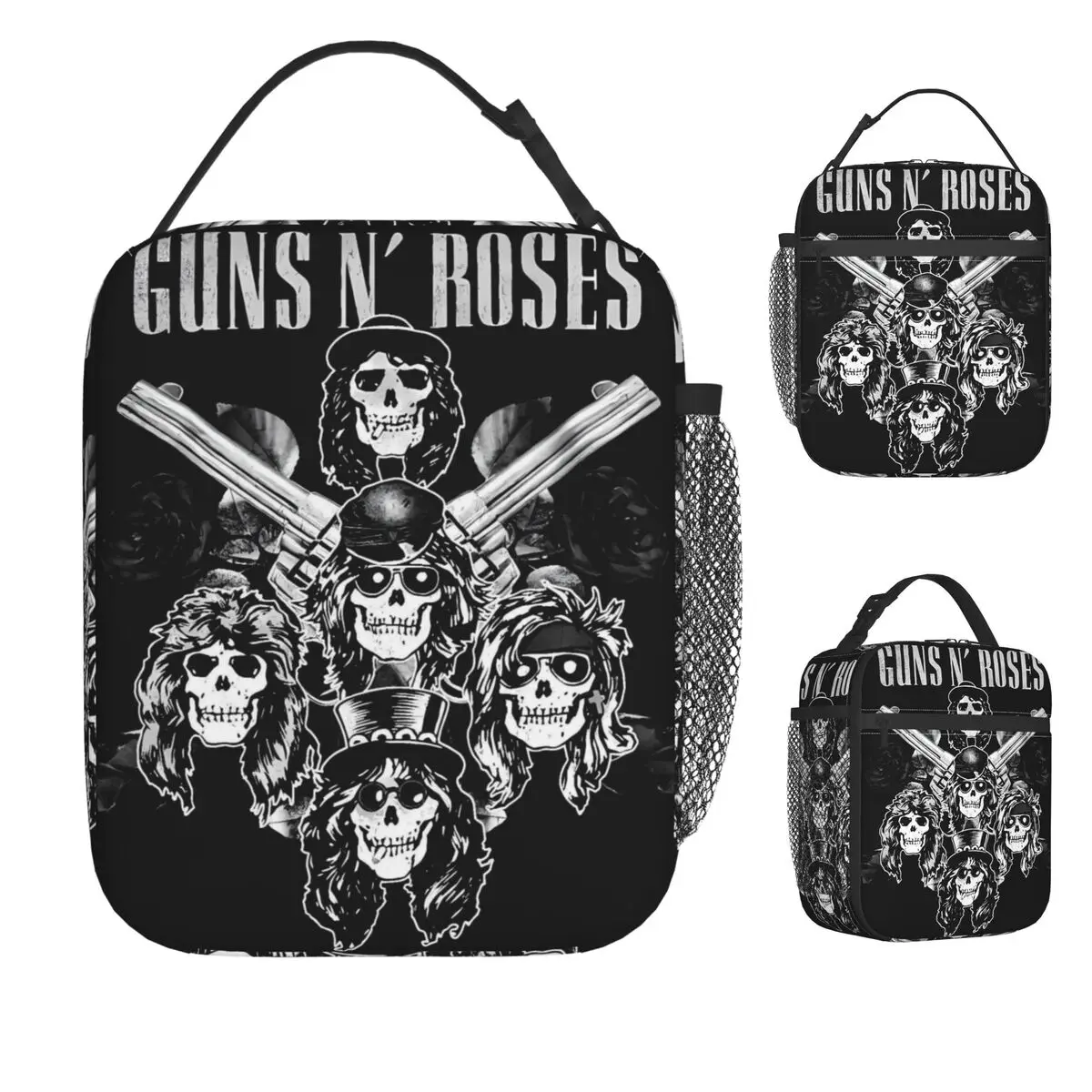 

Guns N Roses Band Lunch Bag Portable Insulated Lunch Box Picnic Print Cooler Bag Vintage Oxford Tote Food Bags