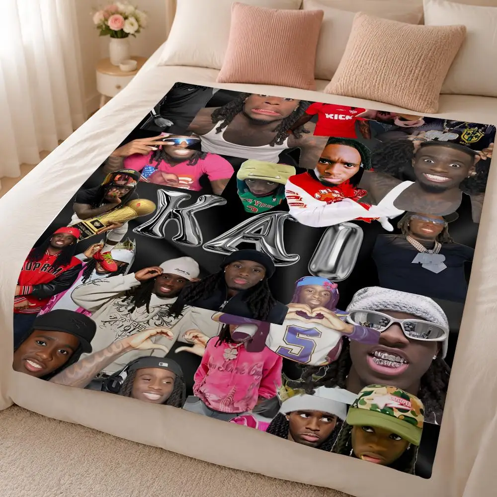 Influencer K-Kai Cenat Popular Livestream Entertainer Throw 320g Soft Flannel Fleece Throw Blanket Cover Sofa Bed Dorm Nap Gift