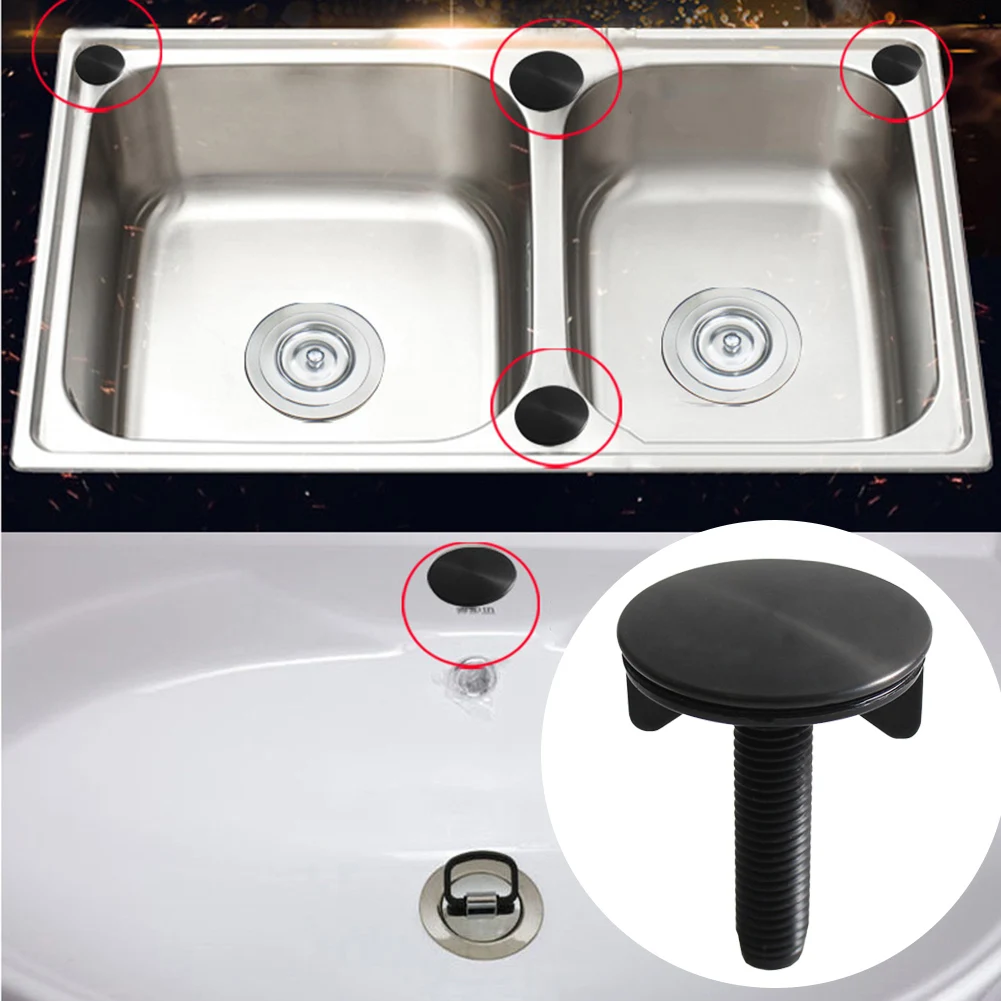 

Black Stainless Steel Sink Cover Easy Installation Sink Cover Sink Cover Kitchen Sink Hole Cover Plastic Screw Included