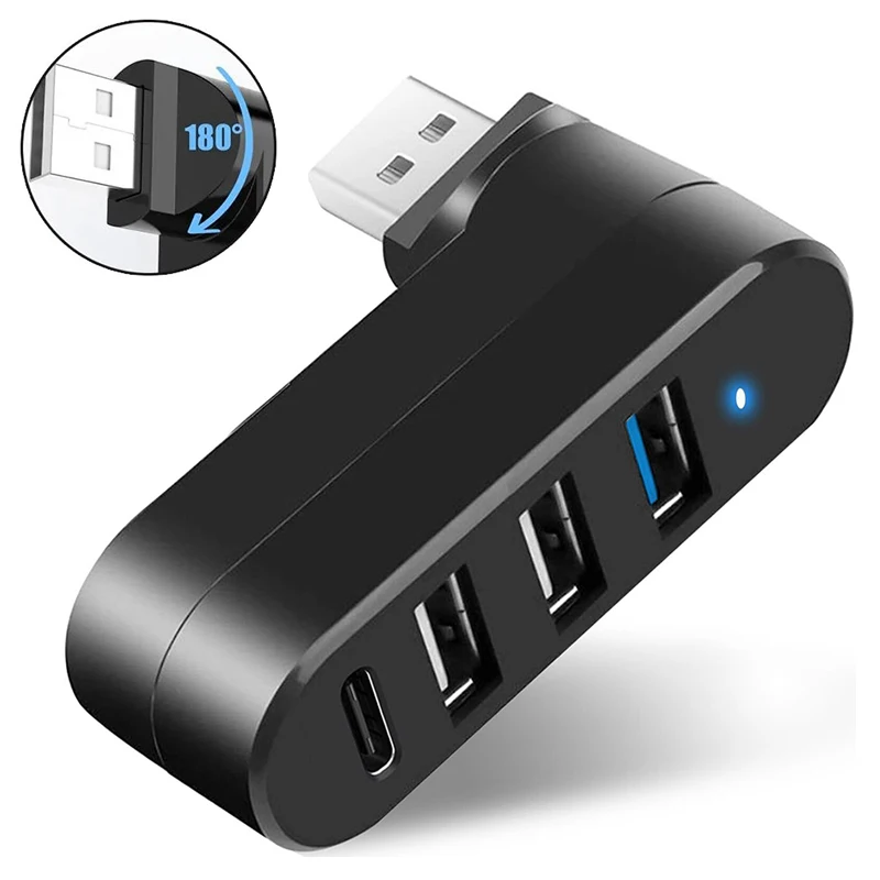 USB 3.0 Netzteil 180 °   Drehbare 4-Port-USB 2.0-Hub Typ USB C-Hub Hochgeschwindigkeits-Dockingstation für Datenübertragung für PC-Laptops