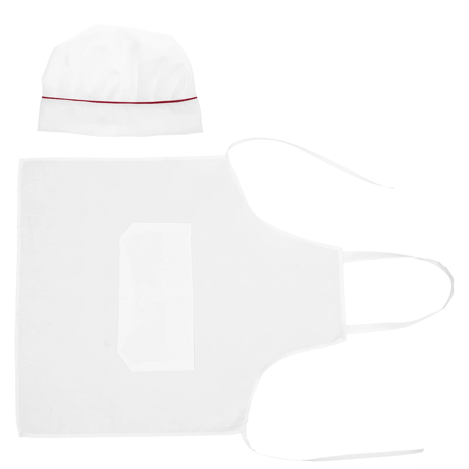 

2pcs Apron Set Polyester Waiter Waitress Chef Cooking Wear Resisting Split Pocket Hat Easy Wash Home Kitchen Use