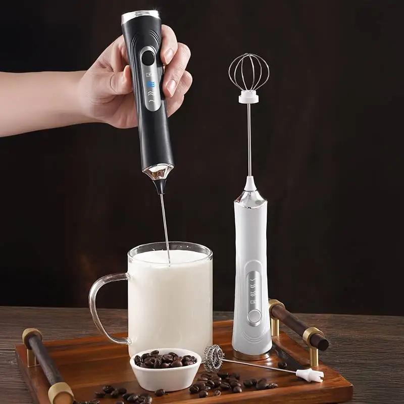 Electric Milk Frother Foamer + Egg Beater Wireless Type-C Charging 3 Speeds Mini Handheld Foam Maker Coffee Whisk Cooking Tools - view 3