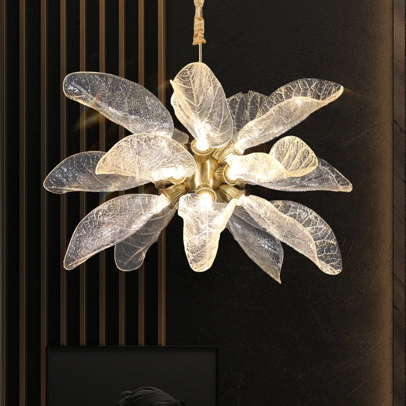 Modern creative chandelier living room chandelier petals luxury villa lamp living room dining room decorative chandelier