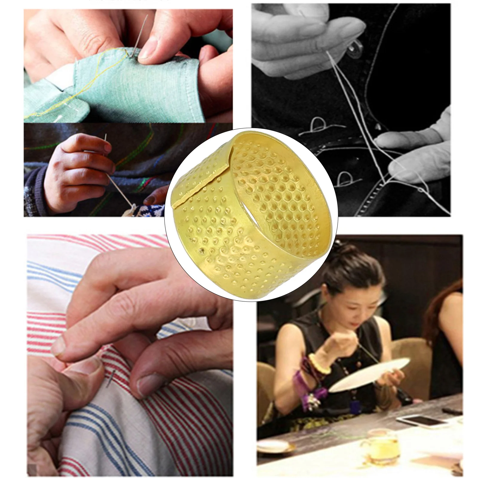Metal Thimble Antique Thimble Ring Home Sewing 18x11mm Size Compact Design Convenient To Use Easy To Carry Gold Color