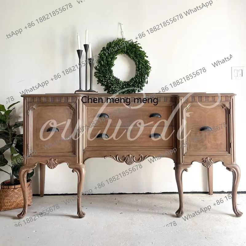 

French solid wood porch cabinet rack living room partition decorative cabinet carved storage cabinet