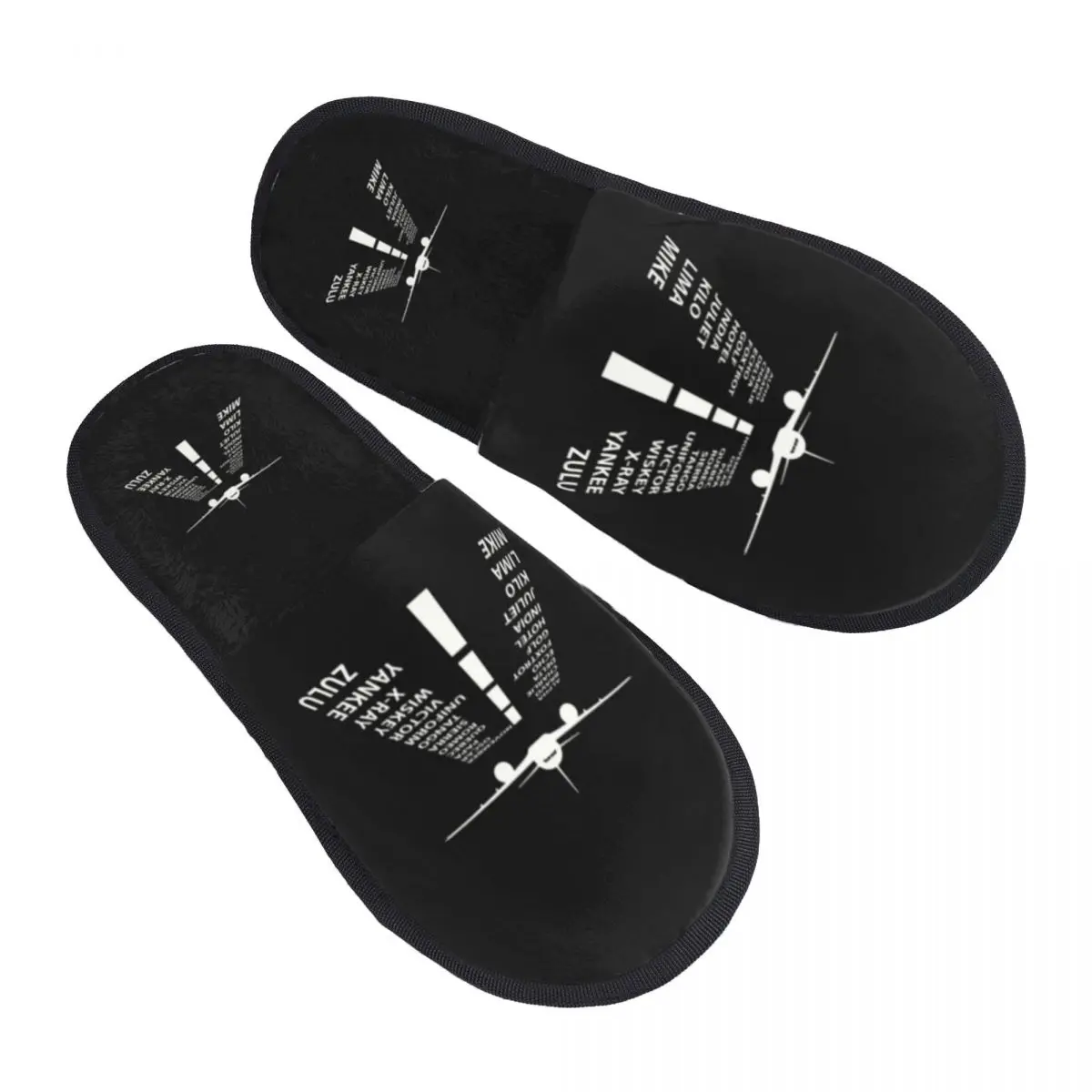 Custom Phonetic Alphabet Pilot Airplane Guest Slippers for Hotel Women Aviation Plane Fighter House Slipper