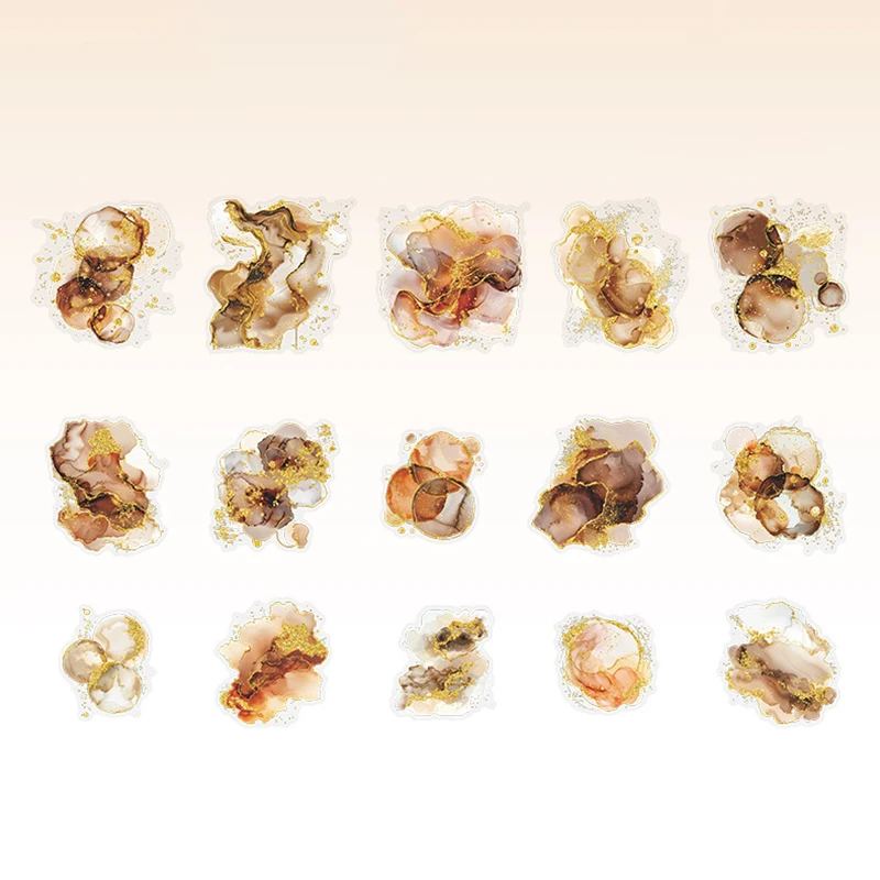 Adesivo fai-da-te con stampa a caldo fantasia da 3 pezzi, design con miscelazione ad acquerello, adatto per articoli di cancelleria, decorazioni per diari, ecc.