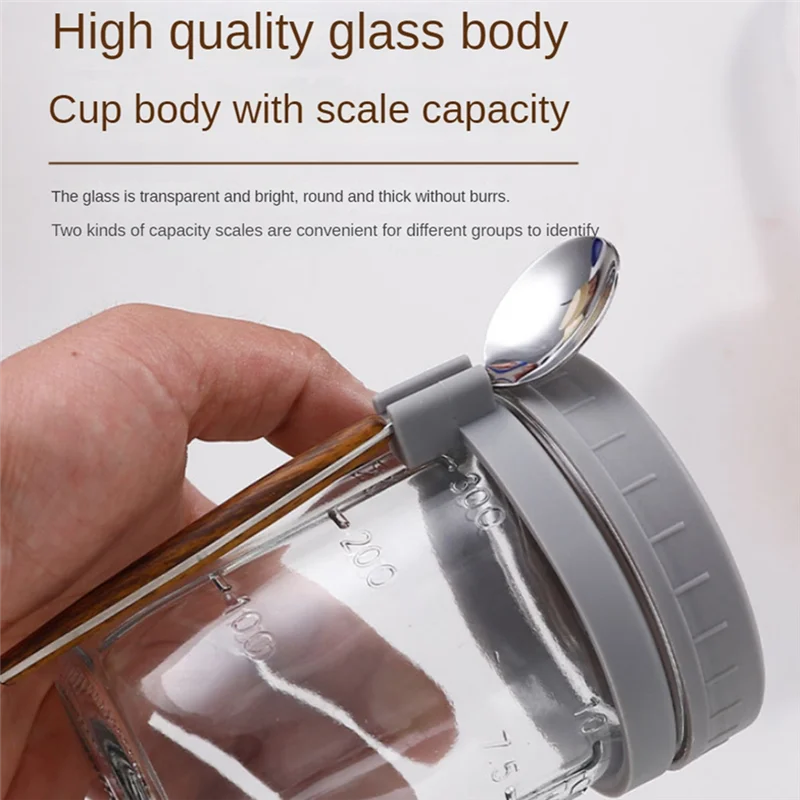 

4Pack Jars For Overnight Oats With Lids And Spoons, Reusable Glass Overnight Oats Container With Measurement Marks