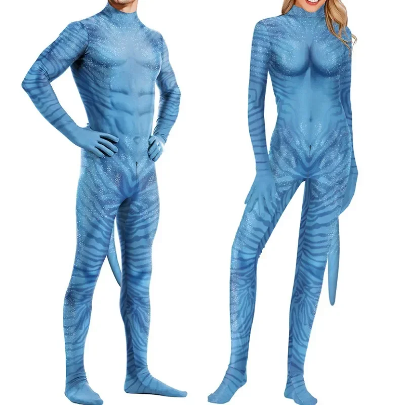 

Movie Avatar Petsuit Full Cover Animal Cosplay Costume Halloween Carnival Purim Holiday Party Clothes with Tail Zentai Suit