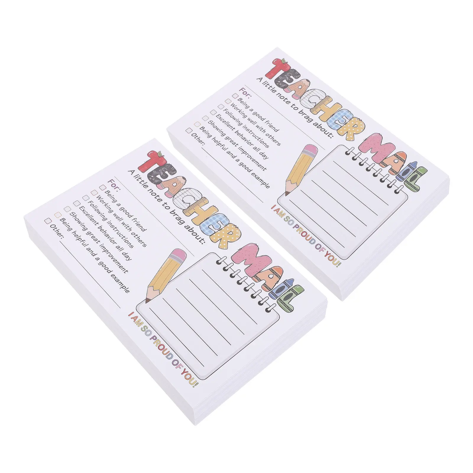 2Set School Themed Note Cards Thick Cardstock Teacher Mail Notes for Parents Daily Classroom Communication Positive Feedback view 4