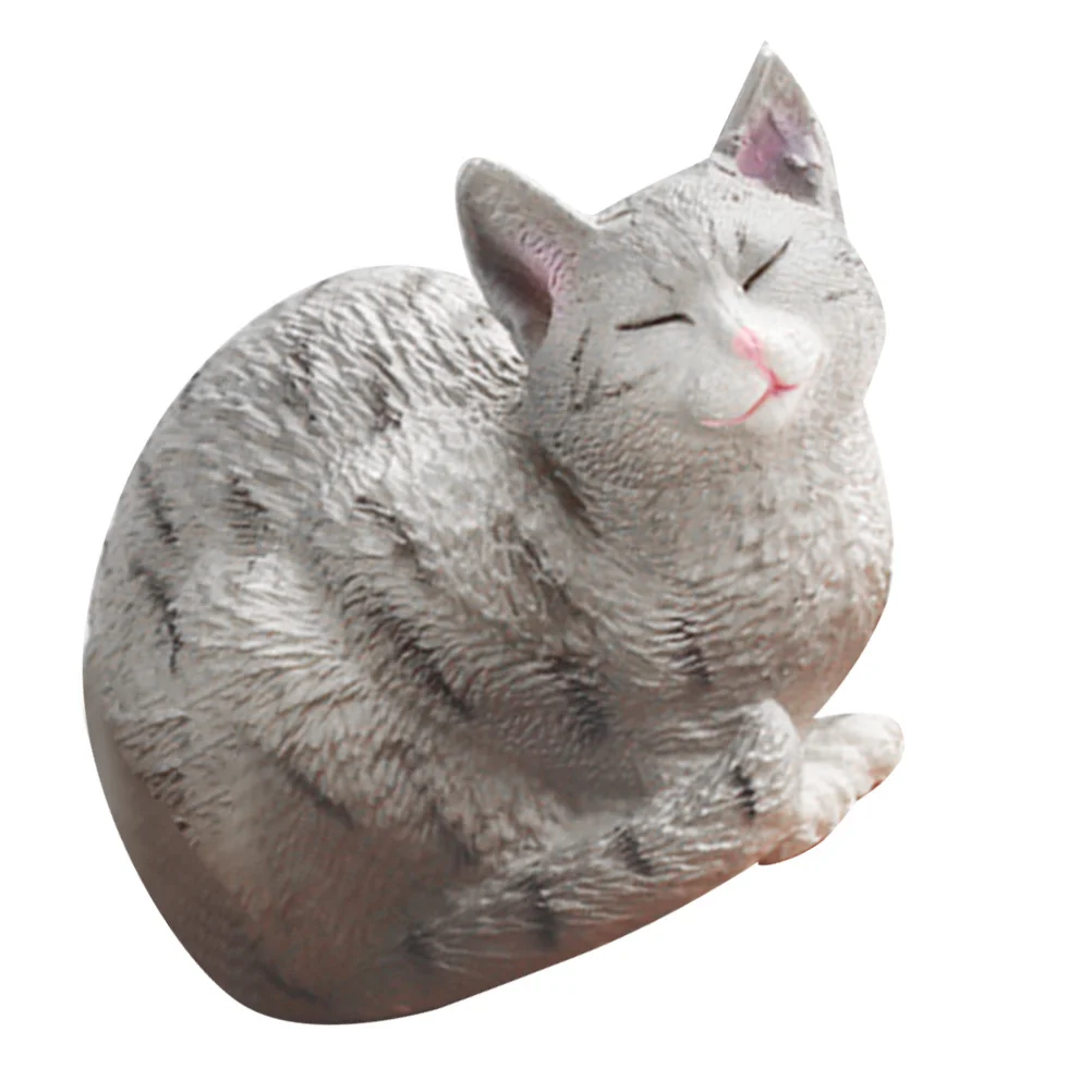 

Sleep Pose Cat Statue for Garden Cute Plastic Outdoor Decor Yard Lawn Patio Driveway Decoration Compact Realistic Naughty Design