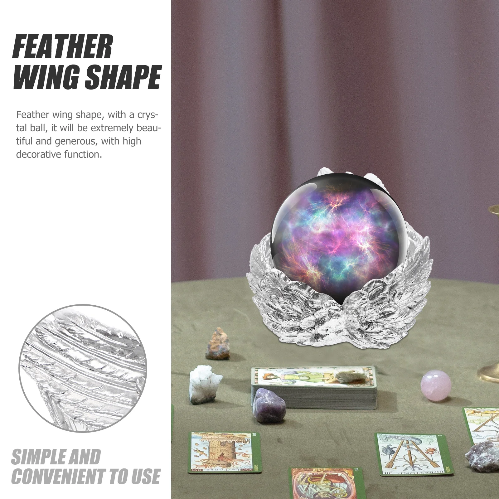 

Unique Wing-Shaped Crystal Ball Stand Resin Craft Home Decor Desktop Display Holder Crystal Sphere Holder Desktop Display Stand