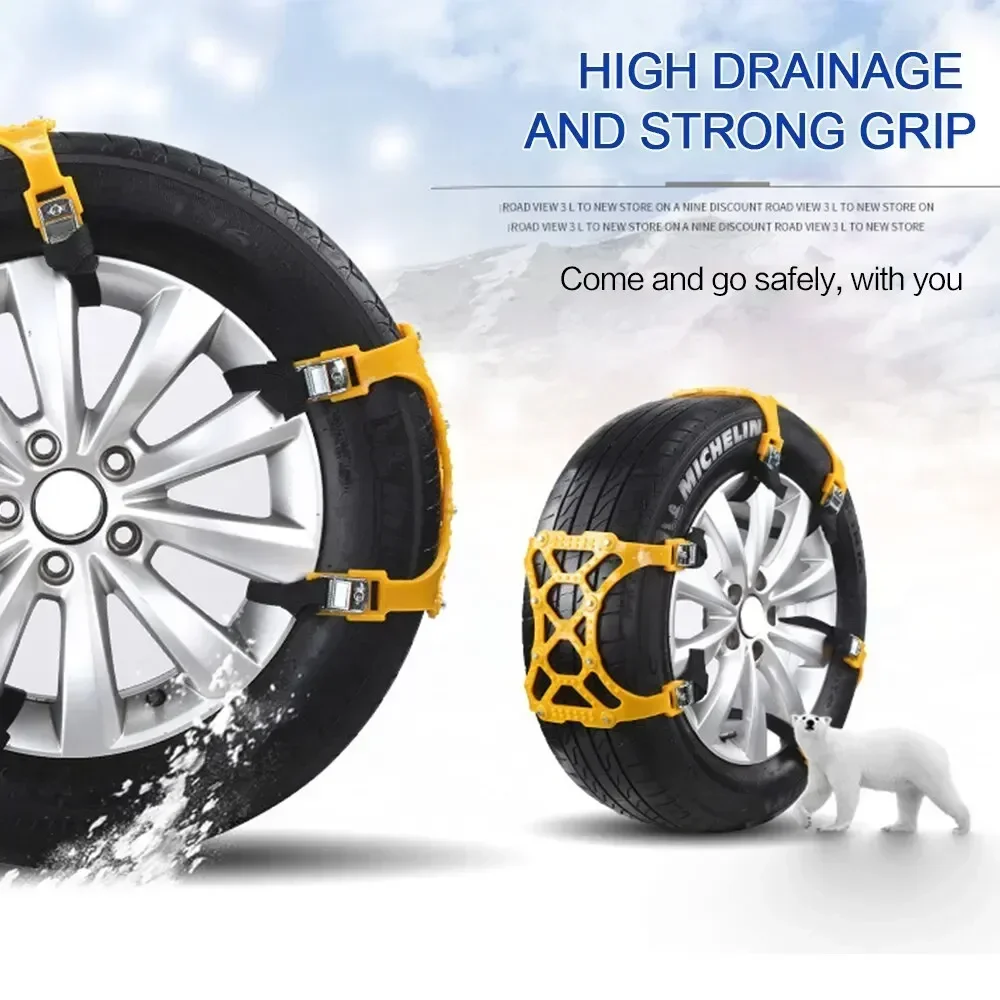 3pcs Car Snow Tire Chains Mud Tyre Wheels Thick Anti-Skid Belt For Car/SUV/Truck Portable Easy to Mount Emergency Traction