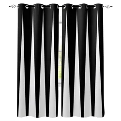 Simple Black And White Stripes Abstract Boy Window Curtains Drape for Kids Bedroom Living Room Kitchen Door Home Decor 2Pieces