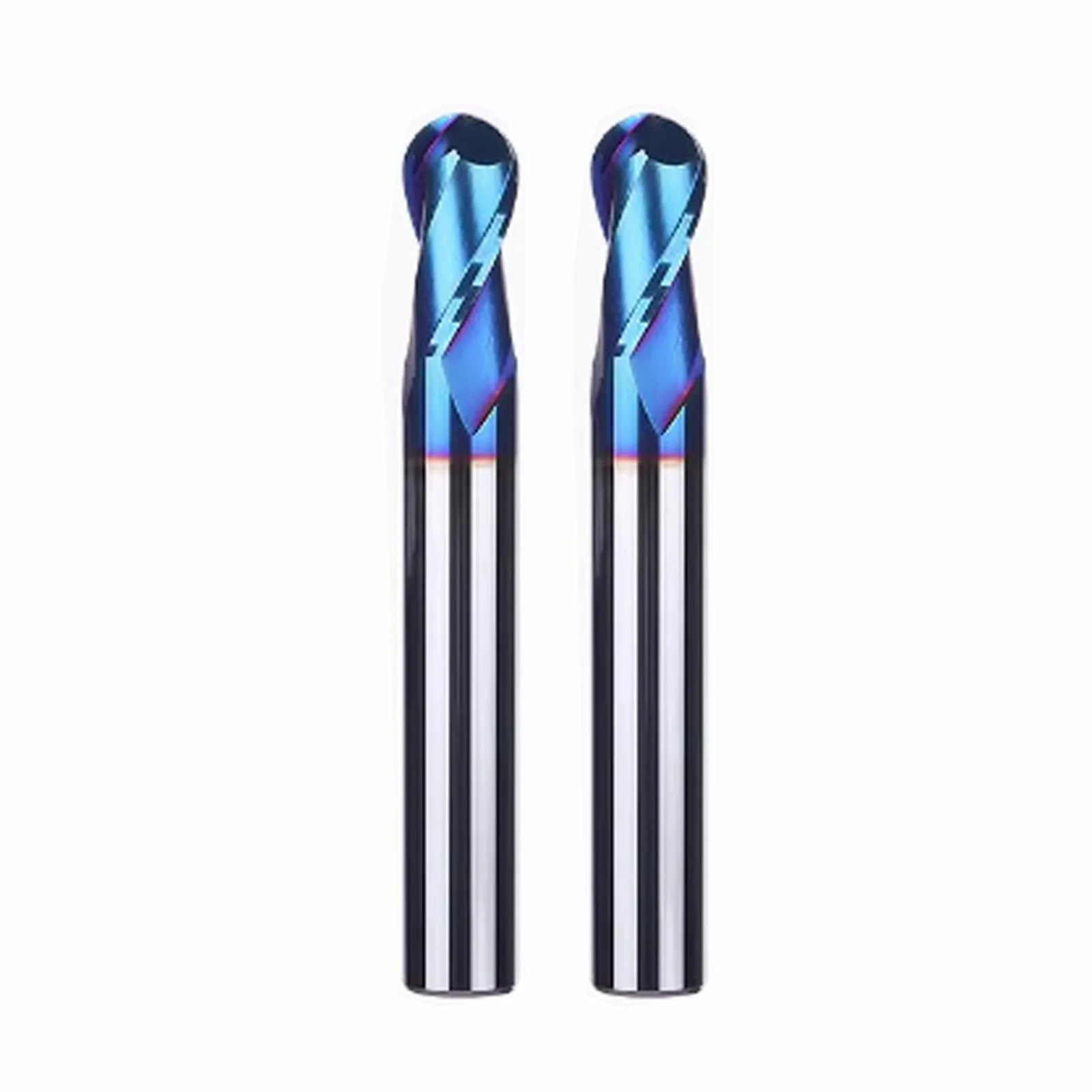 

2pcs 14mm HRC65 Tungsten steel Ball nose 2 Flutes Carbide End Mills with Nanco Blue Coating CNC Bits for Wood Plastic steel