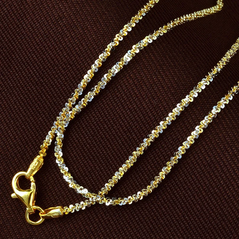 MIQIAO 925 Sterling Silver Necklace Two Tone Chain Jewellery Women Trend 2024 Italy Silver 925 Real Choker Female High Quality