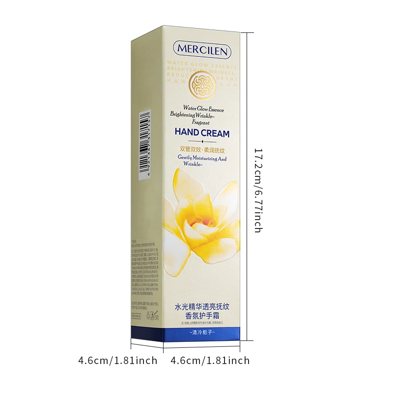 Mercilen Water-Glow Essence Translucent Fragrance Hand Cream 80g, Contains Niacinamide, Collagen, Vitamin E, and Plant Squalane for Hydrating, Firming, and Nourishing Skin, Moisturizing Dry Skin, Making Hands Radiant and Smooth, and Giving Skin a More Youthful Appearance