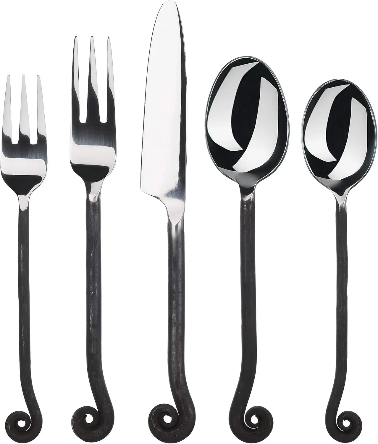

20-Piece Treble Clef Flatware Set, Matte Black Handles, Stainless Steel Cutlery for Kitchen and Dining