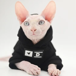 Chic Pet Hoodie for Winter, Double-sided Polar Fleece, Cat Sweater, Thick Kitty Outfits, Sphinx Clothing, Hairless Cat Clothes