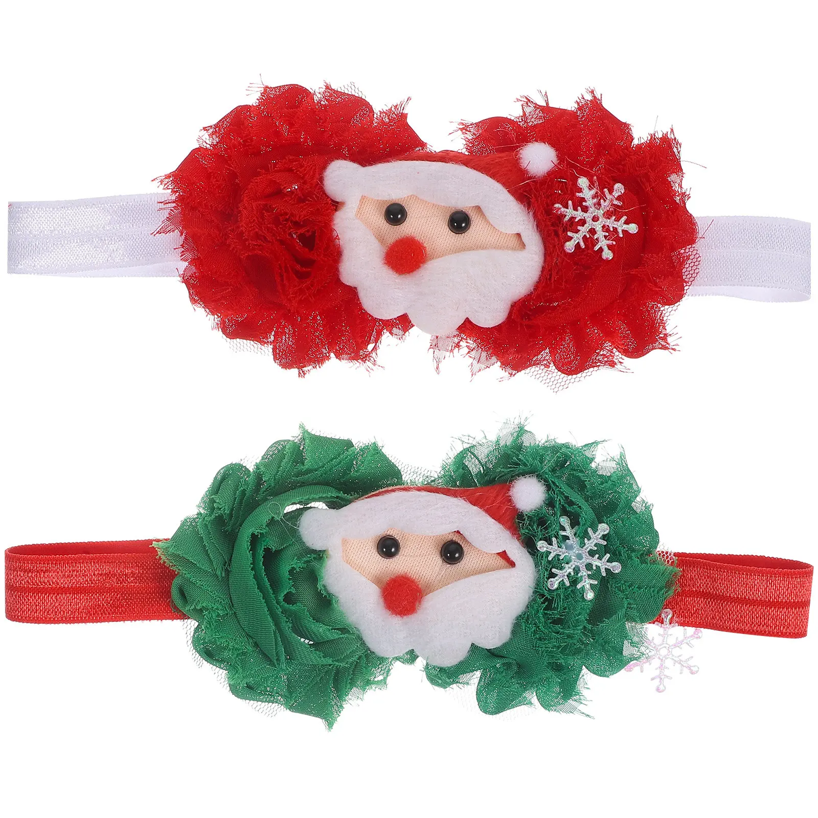 

2Pcs Baby Headband Christmas Cartoon Santa Claus Flower Hair Band Kids Cosplay Party Accessories Cute Elastic Comfortable