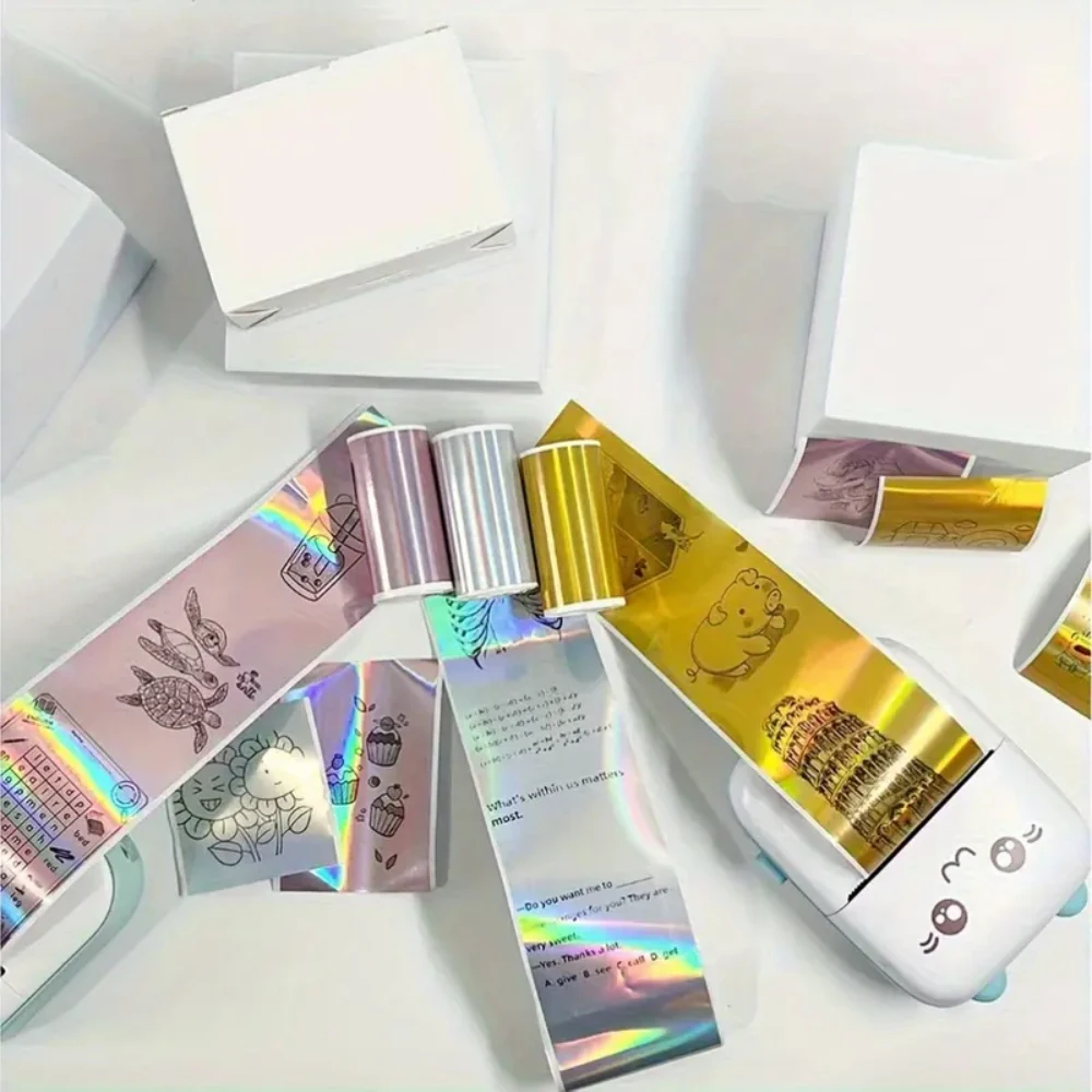 57 مللي متر × 3.5 متر ورق حراري ثلاثي الأبعاد لفة مستمرة لطابعات M02/T02/A6-ملصق فضي أرجواني ذهبي وردي أزرق لامع يمكنك صنعه بنفسك Mak #3