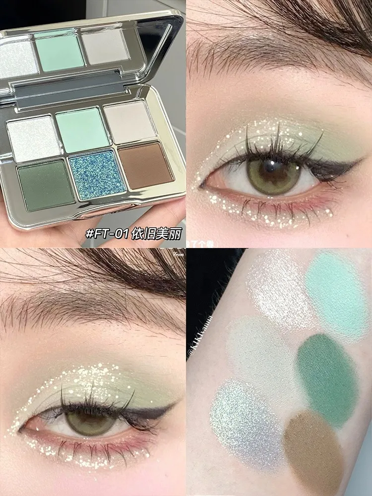 Shedella 6-Farben-Lidschatten Platte Shimmer Matte Perlglanz Blau Grün Lila Farbe Cool Snow Iceberg 2023 Neu