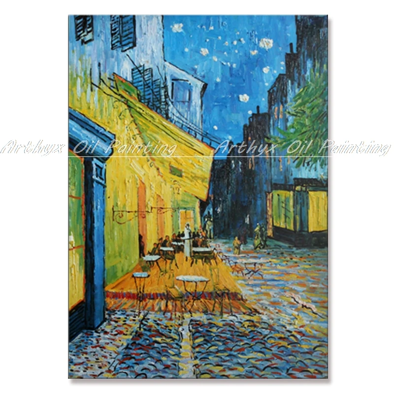 

Arthyx Handpained Van Gogh Famous Oil Painting On Canvas Cafe Under The Stars Landscaoe Pictures For Room Modern Home Decoration