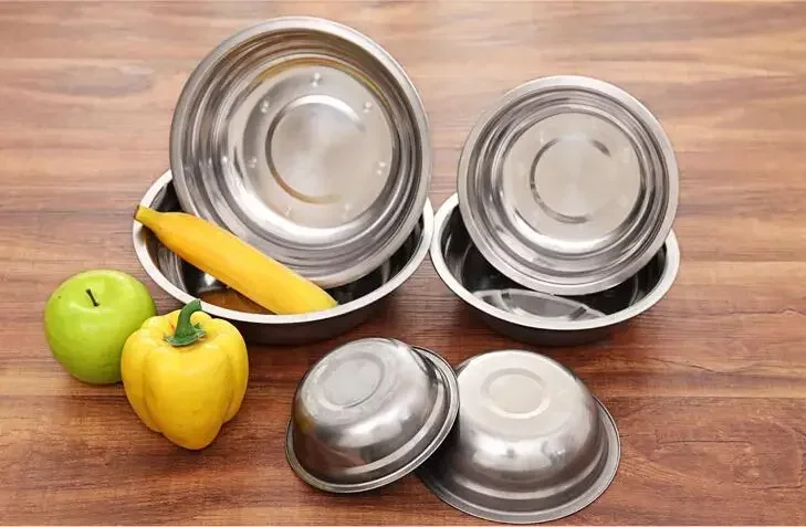 1PC New 6 Size Stainless Steel Soup Bowls Multi-function Round Soup Pot Soup Palte Dishes Kitchen Tools  LF 133