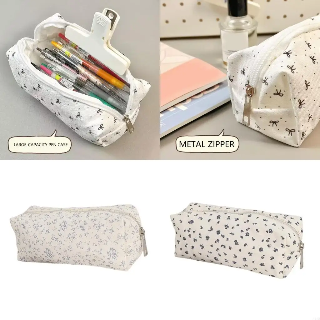 F42D Bows Pencil Case Large Capacity Pen Case Pencil Aesthetic Pencil Bag Pen Desk Organizers for Student