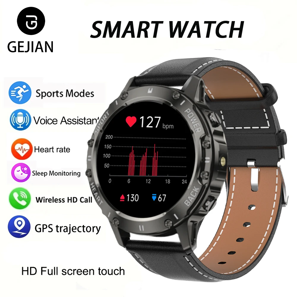 

GEJIAN 2025 новые мужские спортивные умные часы со светодиодной подсветкой, мониторинг сердечного ритма, Bluetooth-вызов, GPS-трек, IP68, водонепроницаемые умные часы для фитнеса