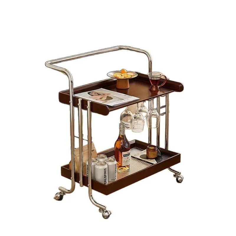 

Movable sofa side table, walnut retro side cabinet