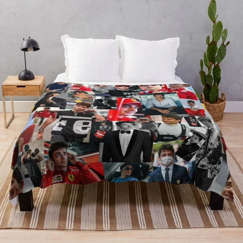 Charles Leclerc Monacan motorsports racing driver Collage Throw Blanket Decorative Throw Picnic Luxury Bed linens Blankets