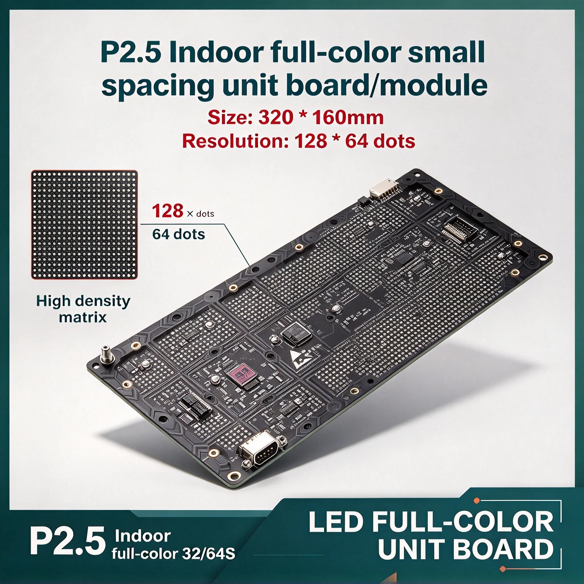 Indoor Full Color P2.5 LED Display Module 320x160mm 128x64 Pixels HUB75 RGB Screen Panel 32 Scan for Signage