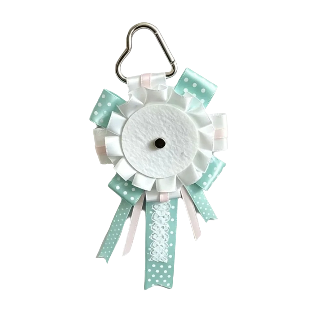 Lace Detail Ribbon Badge Holder Polka Dot Satin Handmade Ribbon Badge Brooch Heart-Shaped Ita Bag Decoration Badge Collectors