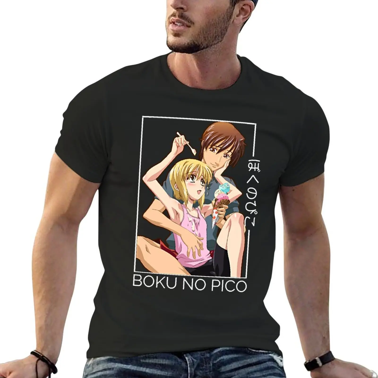 

Boku no pico lovers gift Classic . T-Shirt cotton graphic tees blue lock funny shirt cotton vintage t shirt men