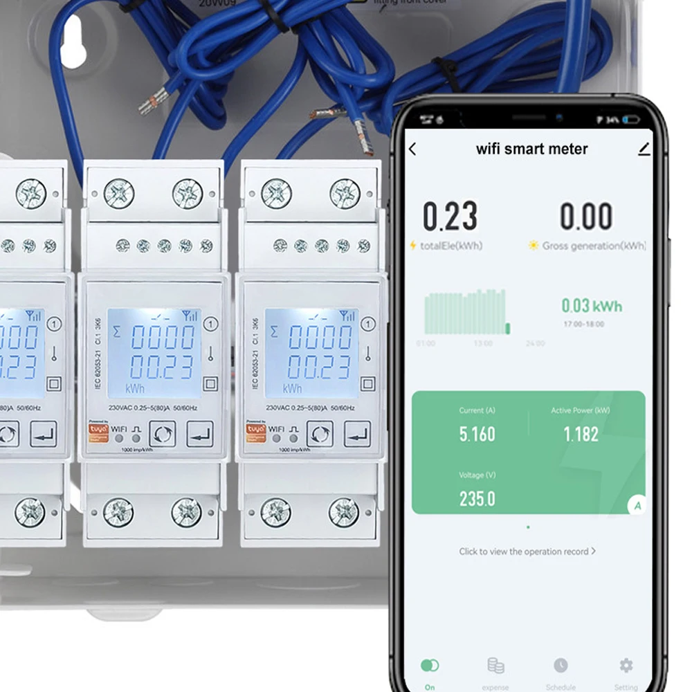 Tuya Smart Eenfase ZigBee/WiFi Energiemeter AC85-270V 80A 45-65Hz Din Rail Power Monitor KWh Wattmeter Voltmeter Ampermeter