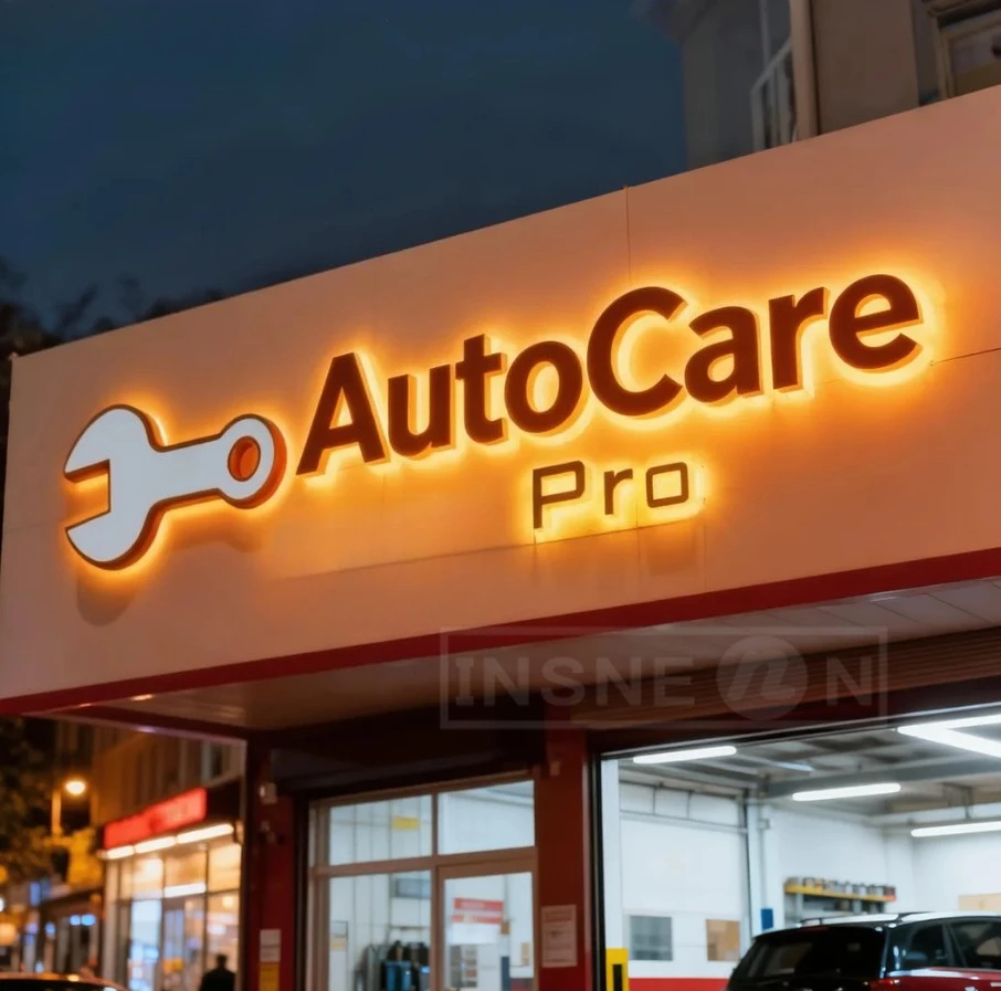 Targa luminosa personalizzata Piastre per porte personalizzate per affari Logo in metallo 3D retroilluminato Cartello esterno a LED per AutoCare Luce a LED retroilluminata