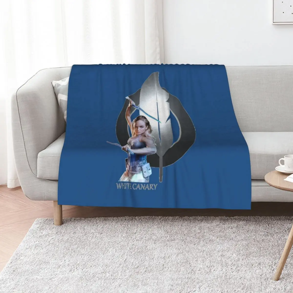 Manta Ligera Blanca con Diseño de Canarios, Transpirable para Dormir en Verano