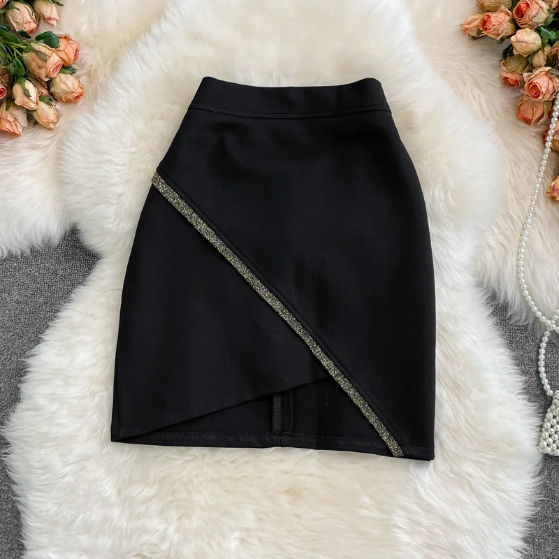 

ssTss Women's 2024 Summer Fashion Mini Short Skirts Ladies High Waist Package Hip Short Skirt Girls Irregular One Step Skirt